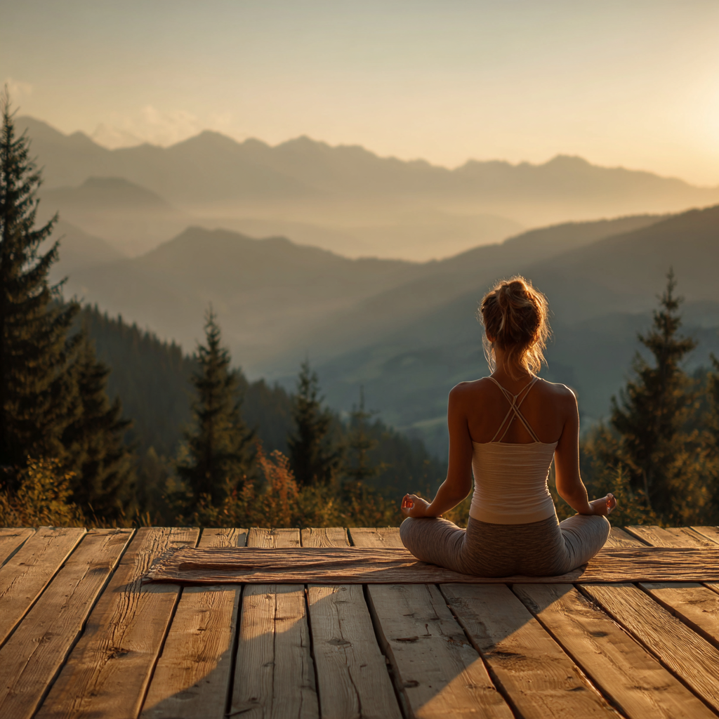 Щаслива жінка після заняття йогою